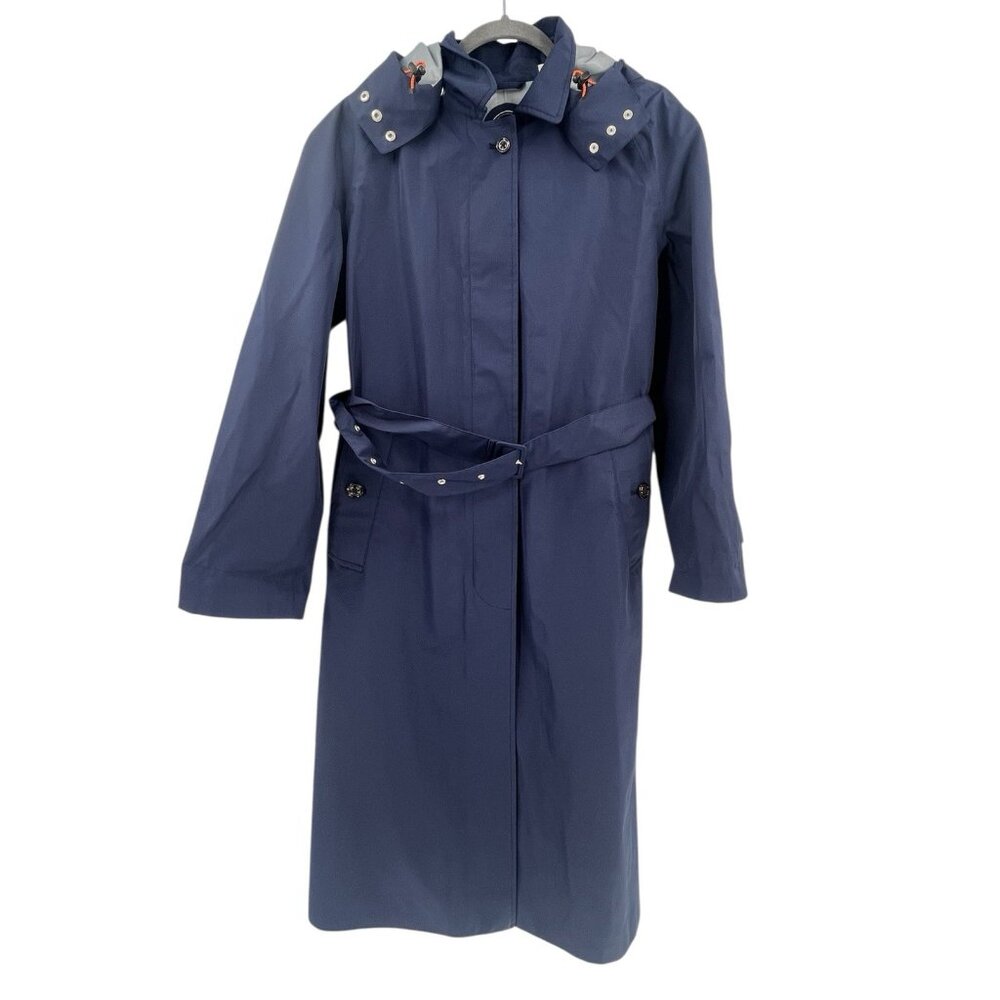 SAVE THE DUCK Women's Navy Pro-Tech Front Zip & Button Rain Coat M/L